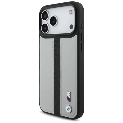BMW M perforuotos juostelės logotipas MagSafe - iPhone 17 Pro Max dėklas (pilkas)