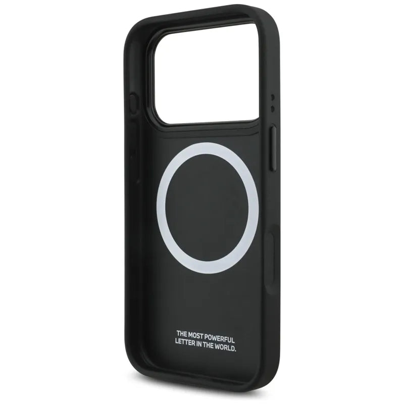 BMW M perforuotų dryžių logotipas MagSafe - iPhone 17 Pro dėklas (raudonas)