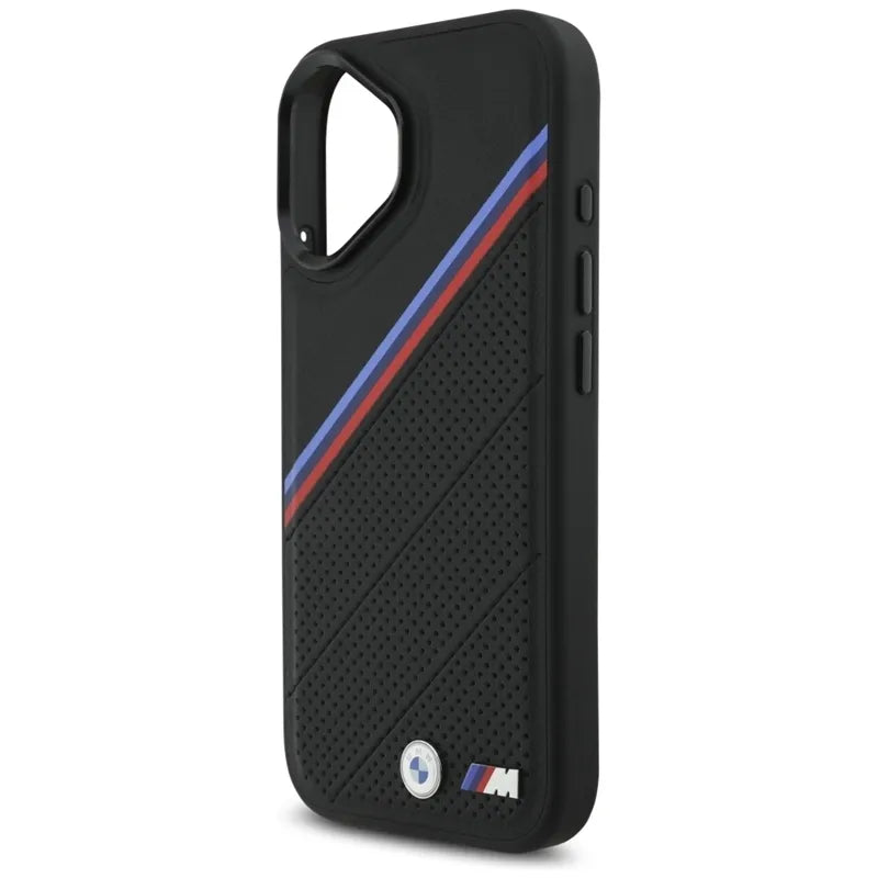 BMW M Tricolor Metal Logo MagSafe – iPhone 17 dėklas (juodas)
