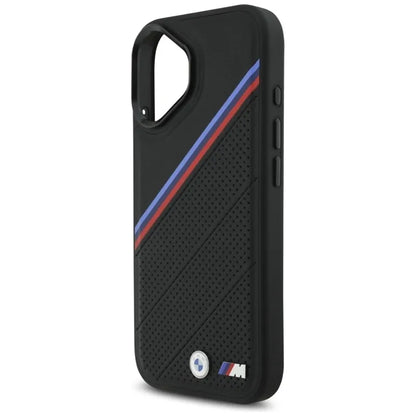 BMW M Tricolor Metal Logo MagSafe – iPhone 17 dėklas (juodas)