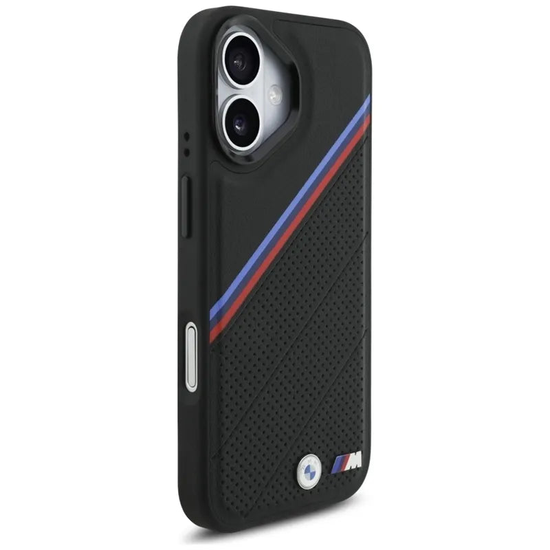 BMW M Tricolor Metal Logo MagSafe – iPhone 17 dėklas (juodas)