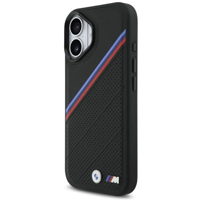 BMW M Tricolor Metal Logo MagSafe – iPhone 17 dėklas (juodas)