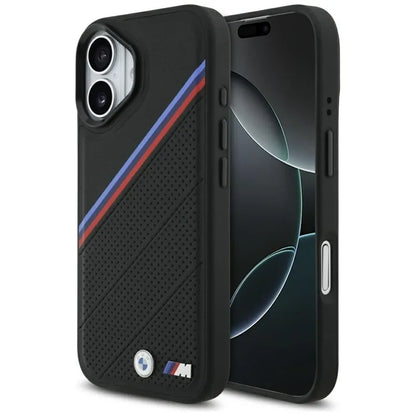 BMW M Tricolor Metal Logo MagSafe – iPhone 17 dėklas (juodas)