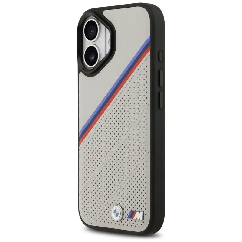 BMW M Tricolor Metal Logo MagSafe - iPhone 17 dėklas (Pilka)
