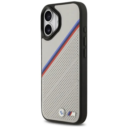 BMW M Tricolor Metal Logo MagSafe - iPhone 17 dėklas (Pilka)