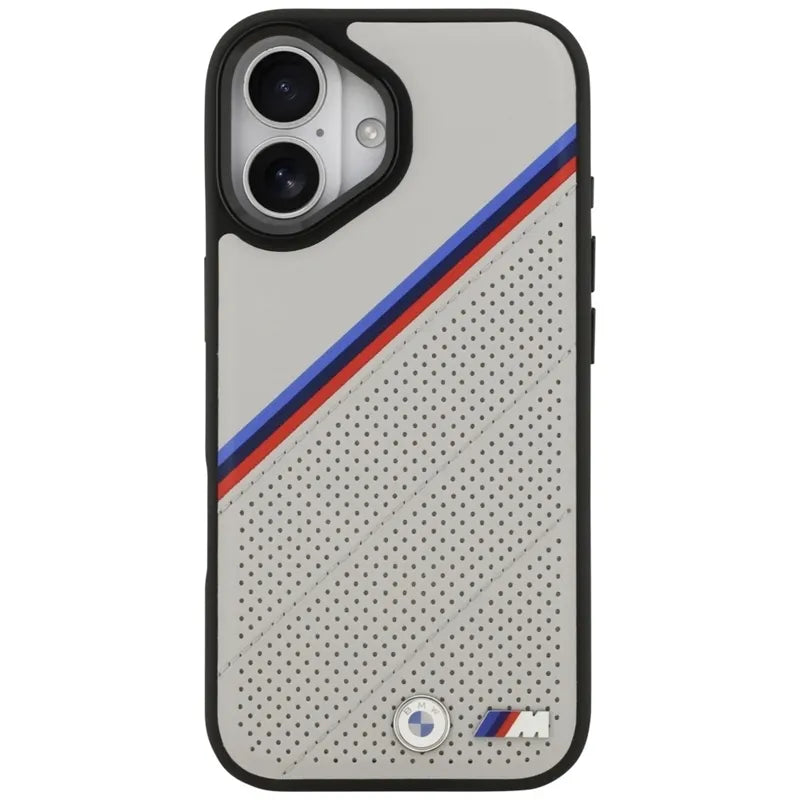 BMW M Tricolor Metal Logo MagSafe - iPhone 17 dėklas (Pilka)