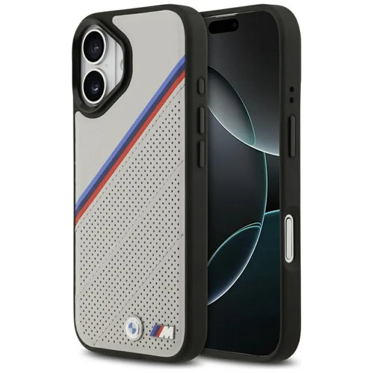 BMW M Tricolor Metal Logo MagSafe - iPhone 17 dėklas (Pilka)