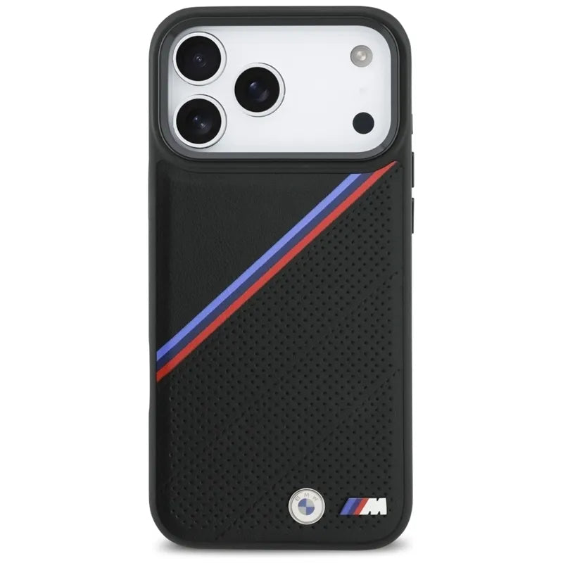 BMW M Tricolor Metal Logo MagSafe - iPhone 17 Pro Max dėklas (Juodas)