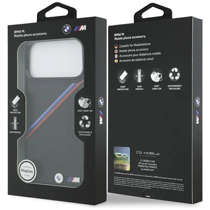 BMW M Tricolor Metal Logo MagSafe - iPhone 17 Pro Max dėklas (Juodas)