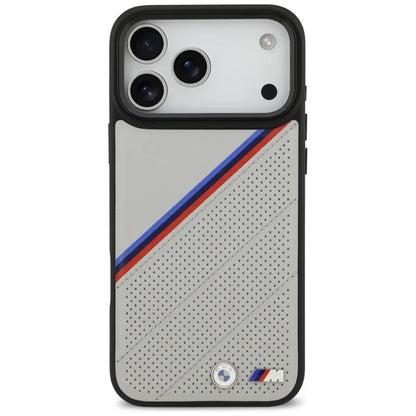 BMW M Tricolor Metalinis logotipas MagSafe - iPhone 17 Pro Max dėklas (pilkas)