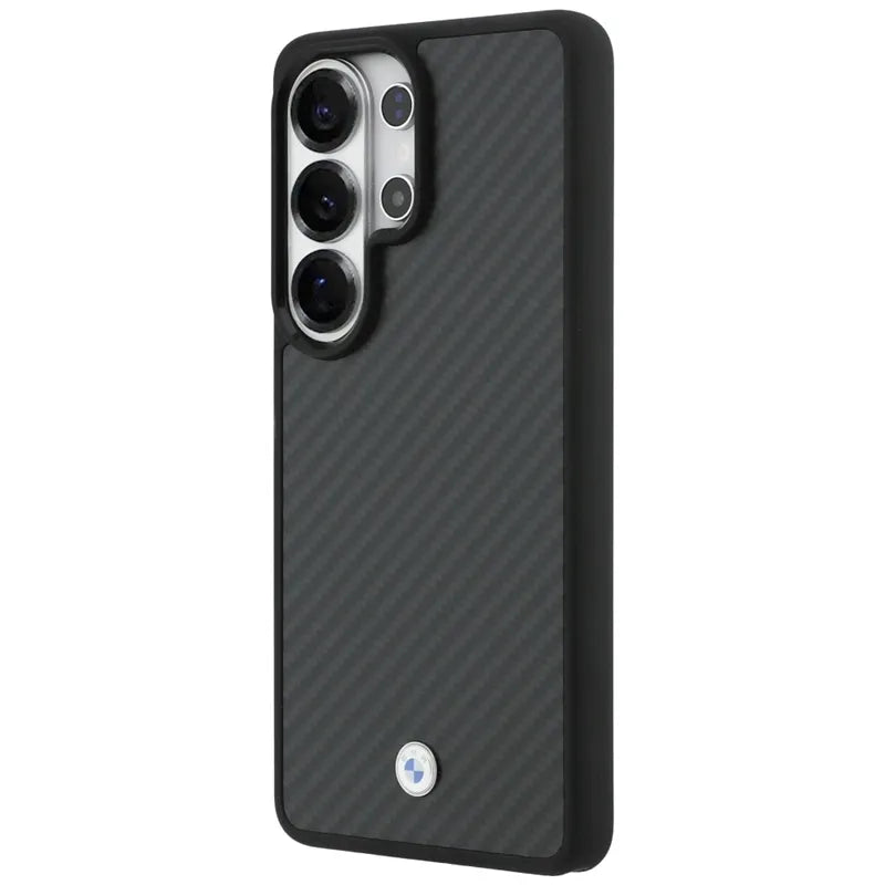 BMW magnetinis dėklas „Carbon Fiber MagSafe“ – „Samsung Galaxy S26 Ultra“ (juodas)
