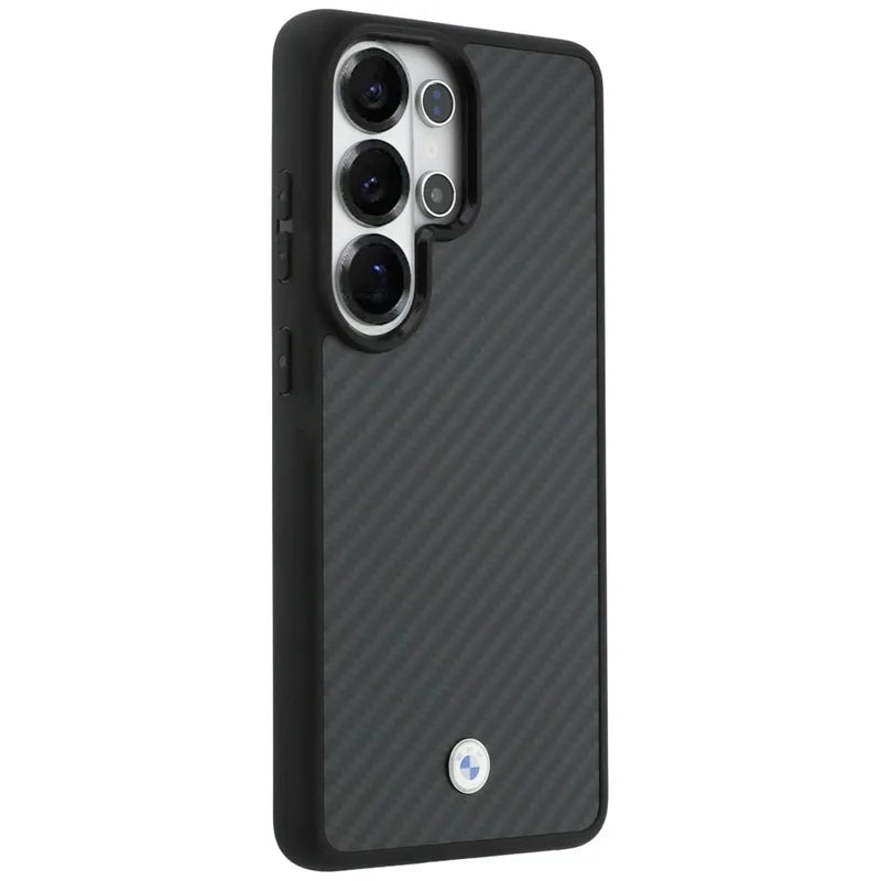 BMW magnetinis dėklas „Carbon Fiber MagSafe“ – „Samsung Galaxy S26 Ultra“ (juodas)