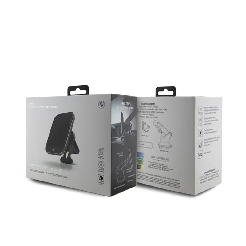 BMW MagSafe Signature Edition - Magnetinis automobilinis laikiklis su 15W belaidžiu įkrovimu (juodas)