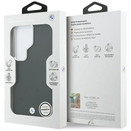 BMW metalinis logotipas MagSafe - Samsung Galaxy S26 Ultra dėklas (juodas)