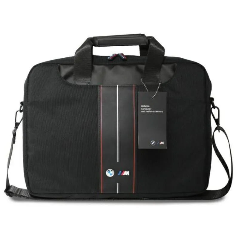 BMW Nylon Red Stripe - Nešiojamojo kompiuterio krepšys 16 colių (juodas)