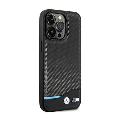 BMW od anglies pluošto ir odos "Blue Line" – dėklas, skirtas „iPhone 13 Pro“ (juodas)
