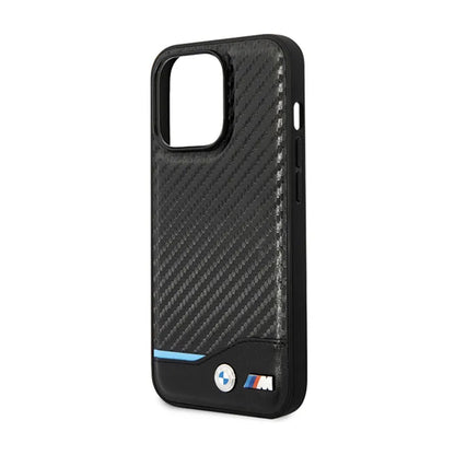 BMW od anglies pluošto ir odos "Blue Line" – dėklas, skirtas „iPhone 13 Pro“ (juodas)