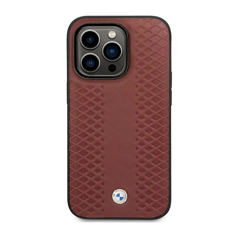 BMW oda, deimantinis raštas – dėklas, skirtas „iPhone 14 Pro“ (burgundiška)