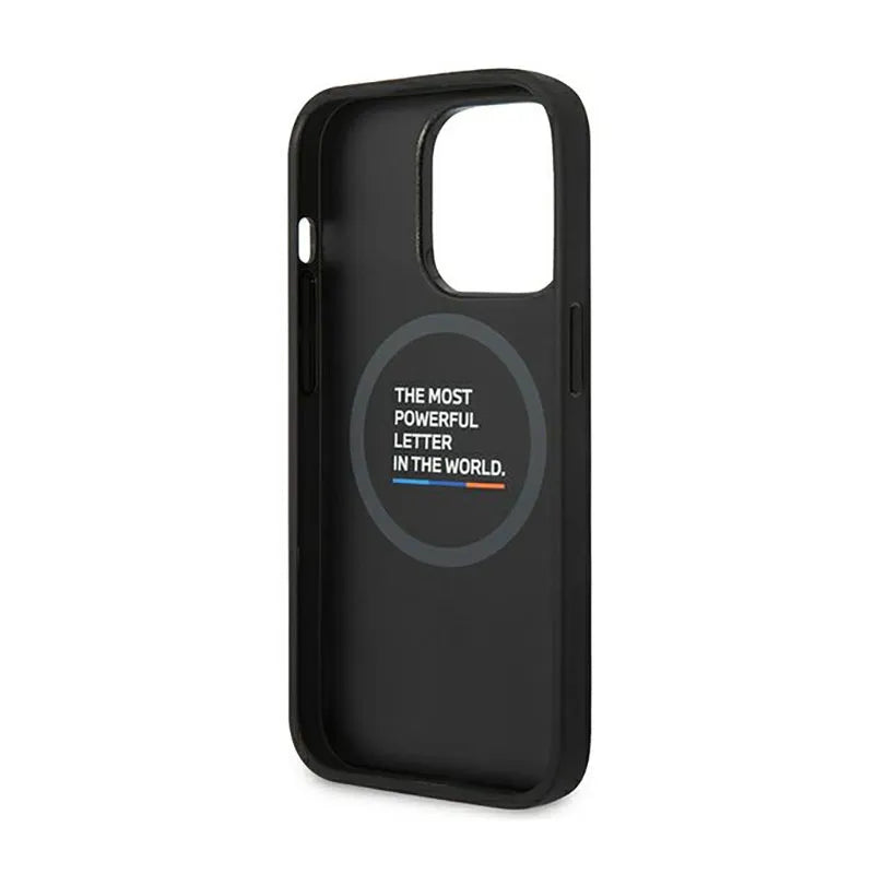 BMW odinė karšto spaudimo trijų spalvų MagSafe – dėklas, skirtas iPhone 14 Pro (juodas)
