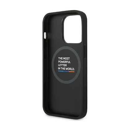 BMW odinė karšto spaudimo trijų spalvų MagSafe – dėklas, skirtas iPhone 14 Pro (juodas)