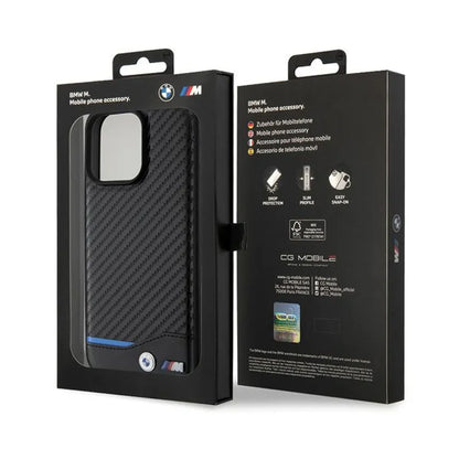 BMW Odos Anglies Mėlynos Linijos Dėklas – skirtas iPhone 15 Pro Max (juoda)