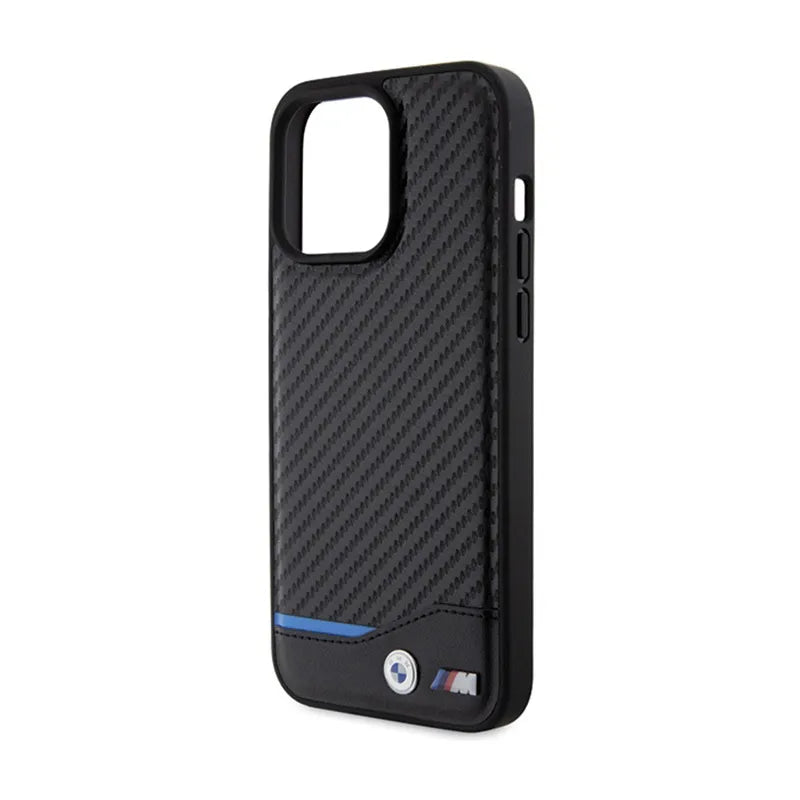 BMW Odos Anglies Mėlynos Linijos Dėklas – skirtas iPhone 15 Pro Max (juoda)
