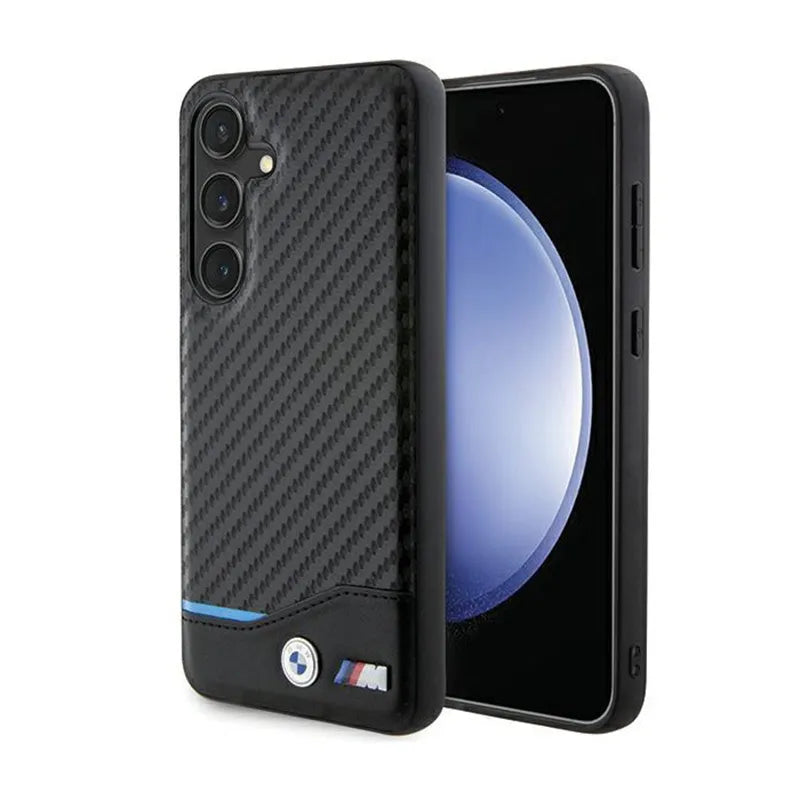 BMW Odos Anglies Mėlynos Linijos Dėklas skirtas Samsung Galaxy S24 (juodas)