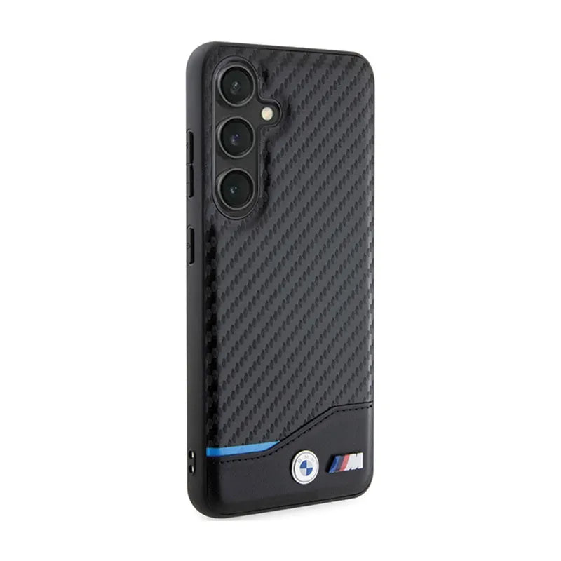 BMW Odos Anglies Mėlynos Linijos Dėklas skirtas Samsung Galaxy S24 (juodas)