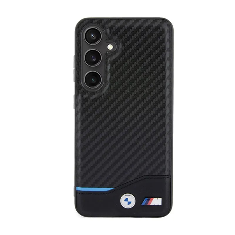 BMW Odos Anglies Mėlynos Linijos Dėklas skirtas Samsung Galaxy S24 (juodas)