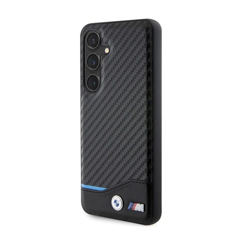 BMW Odos Anglies Mėlynos Linijos Dėklas skirtas Samsung Galaxy S24 (juodas)