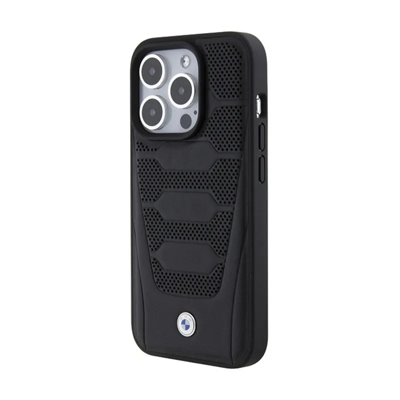 BMW odos sėdynių raštas – dėklas skirtas iPhone 15 Pro Max (juodas)