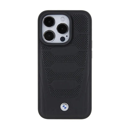 BMW odos sėdynių raštas – dėklas skirtas iPhone 15 Pro Max (juodas)