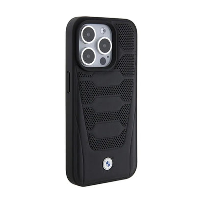 BMW odos sėdynių raštas – dėklas skirtas iPhone 15 Pro Max (juodas)