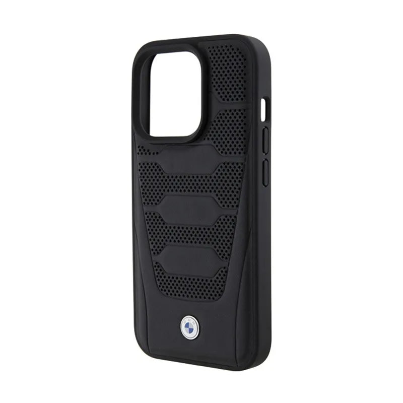 BMW odos sėdynių raštas – dėklas skirtas iPhone 15 Pro Max (juodas)