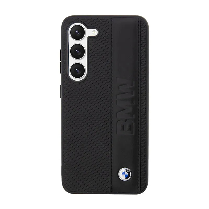 BMW Odos tekstūros ir juostelės dėklas, skirtas Samsung Galaxy S23+ (juodas)