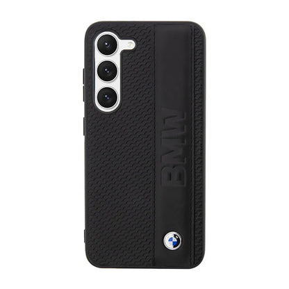 BMW Odos tekstūros ir juostelės dėklas, skirtas Samsung Galaxy S23+ (juodas)