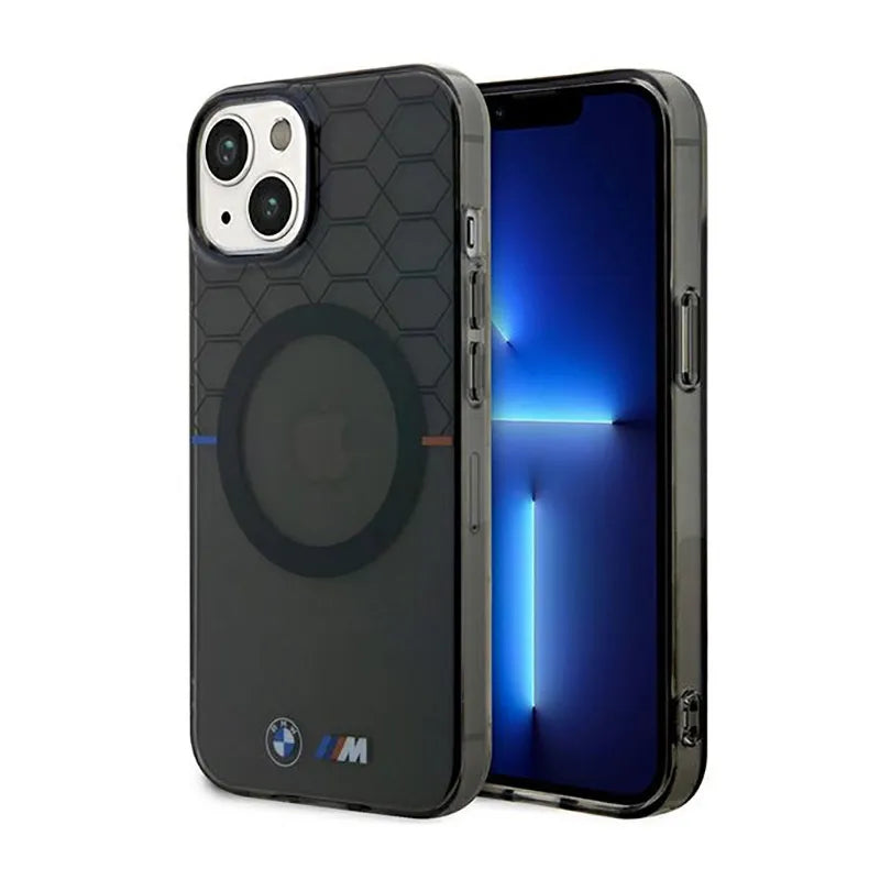 BMW Pattern MagSafe – dėklas, skirtas iPhone 14 Plus (pilkos spalvos)
