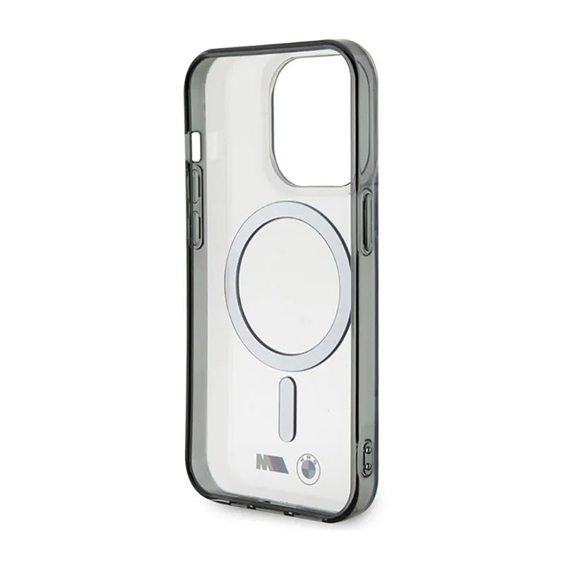BMW sidabrinis žiedas MagSafe – dėklas, skirtas iPhone 14 Pro Max (permatomas)