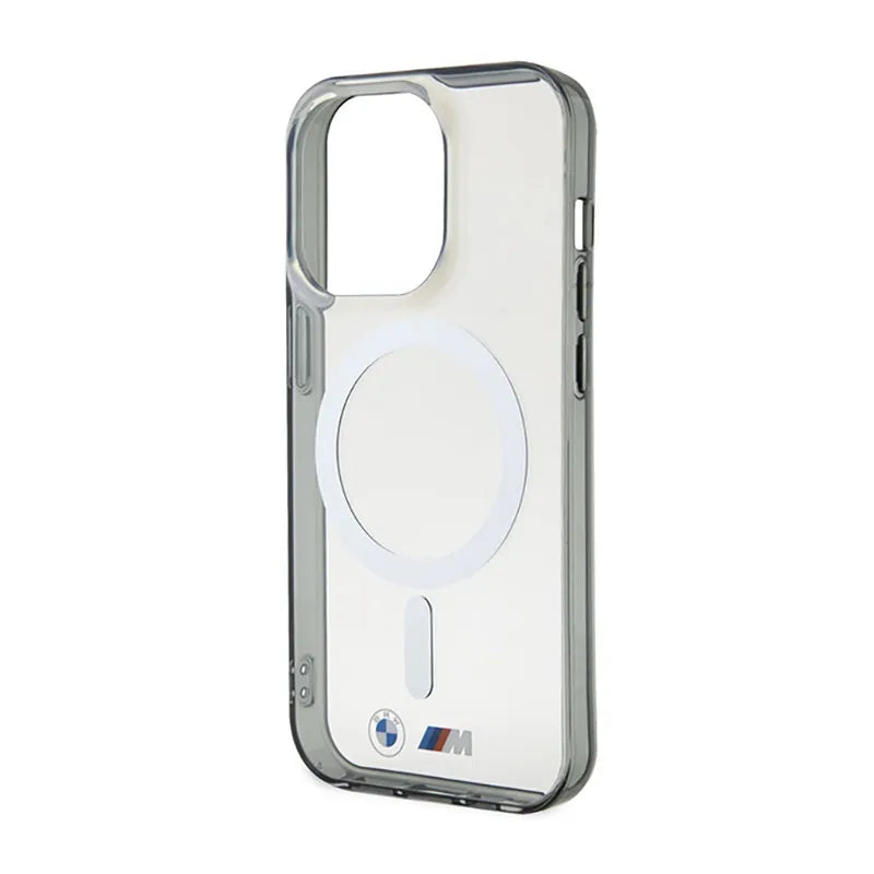 BMW sidabrinis žiedas MagSafe – dėklas, skirtas iPhone 14 Pro Max (permatomas)