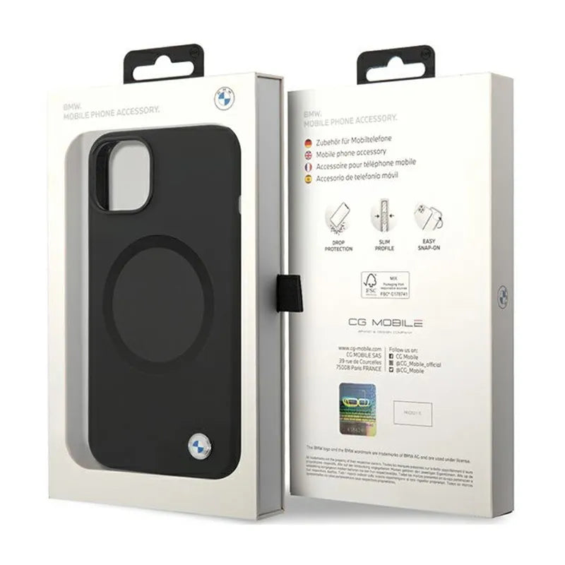 BMW Signature Liquid Silicone MagSafe – dėklas, skirtas „iPhone 14“ (juodas)