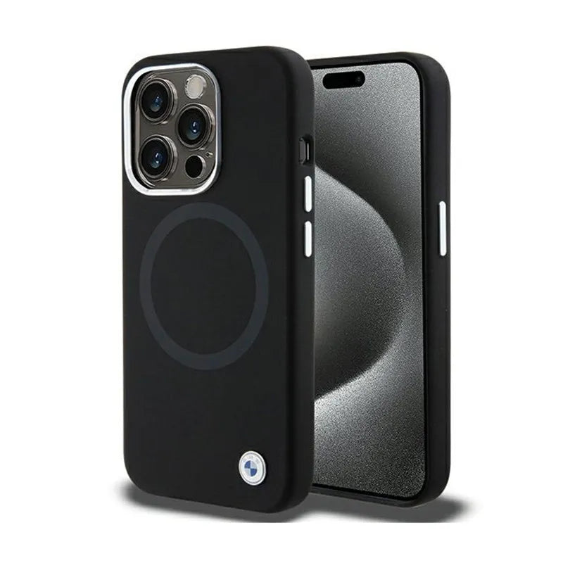 BMW Signature Liquid Silicone MagSafe – dėklas, skirtas iPhone 15 Pro Max (juoda)