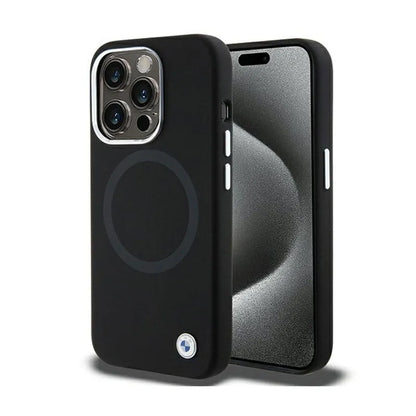 BMW Signature Liquid Silicone MagSafe – dėklas, skirtas iPhone 15 Pro Max (juoda)