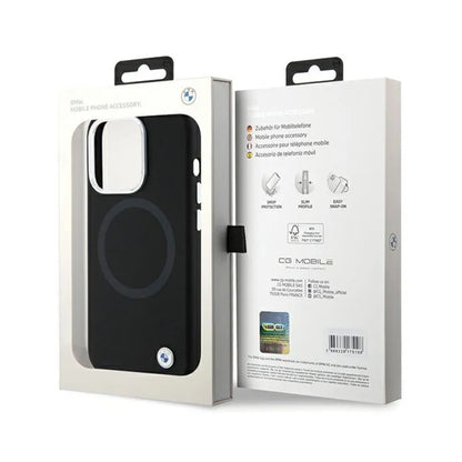 BMW Signature Liquid Silicone MagSafe – dėklas, skirtas iPhone 15 Pro Max (juoda)