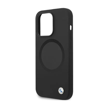 BMW Signature Liquid Silicone MagSafe – „iPhone 14 Pro“ dėklas (juodas)