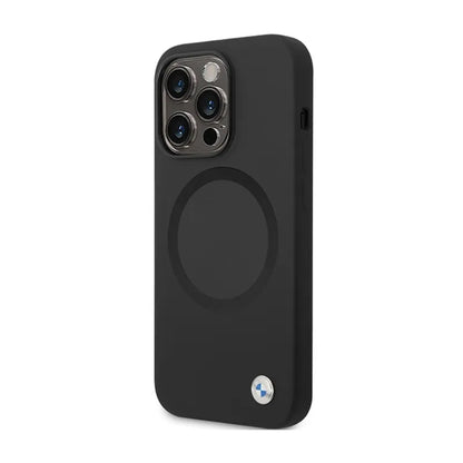 BMW Signature Liquid Silicone MagSafe – „iPhone 14 Pro“ dėklas (juodas)