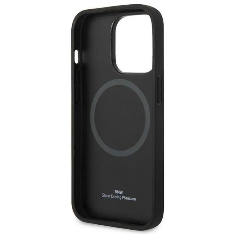 BMW Signature Logo Imprint MagSafe – dėklas iPhone 14 Pro (juodas)