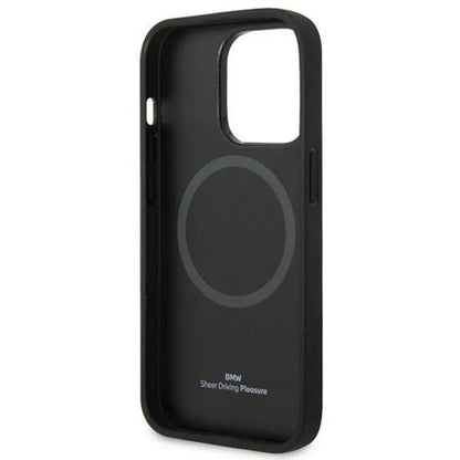 BMW Signature Logo Imprint MagSafe – dėklas iPhone 14 Pro (juodas)