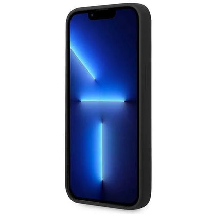 BMW silikoninis dėklas su metaliniu logotipu iPhone 14 Plus (juodas)
