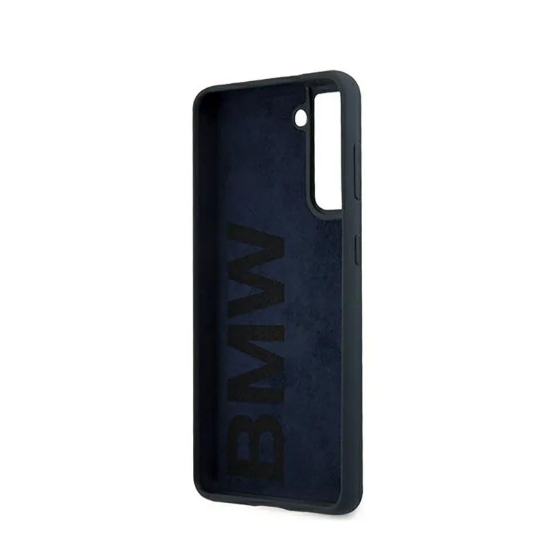 BMW silikoninis dėklas su parašo logotipu – skirtas Samsung Galaxy S21+ (tamsiai mėlynos spalvos)