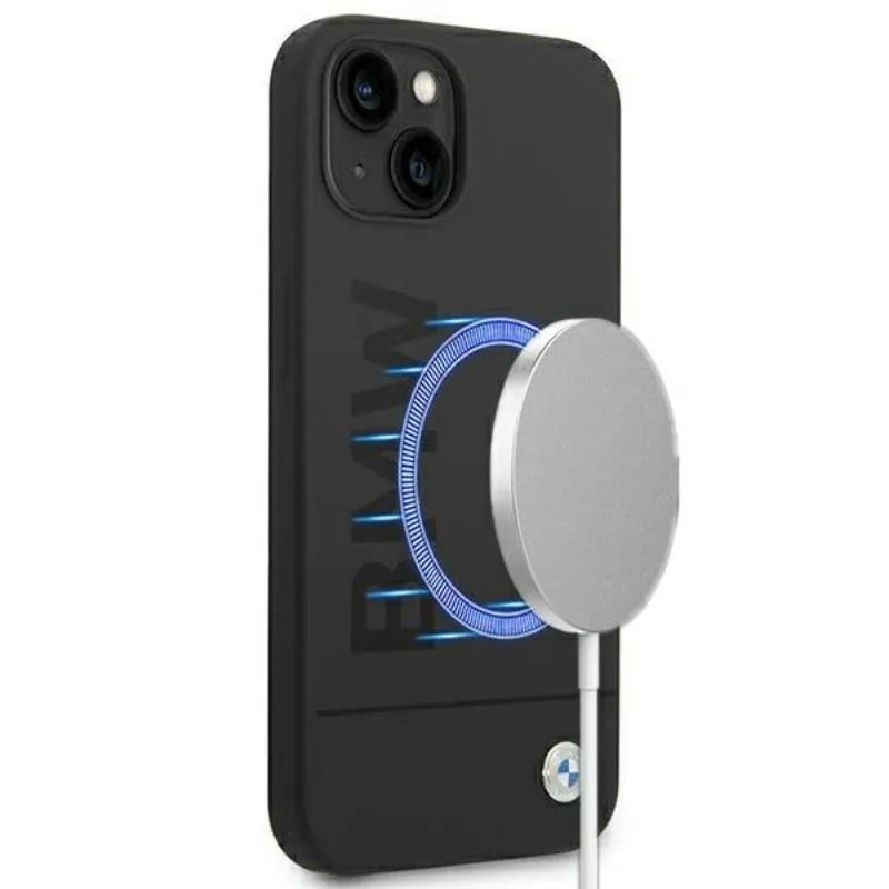 BMW silikoninis „Signature Logo MagSafe“ – dėklas, skirtas „iPhone 14 Plus“ (juodas)